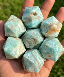 Blue Aragonite Icosahedron| 20-Sided Geometric Crystal Piece