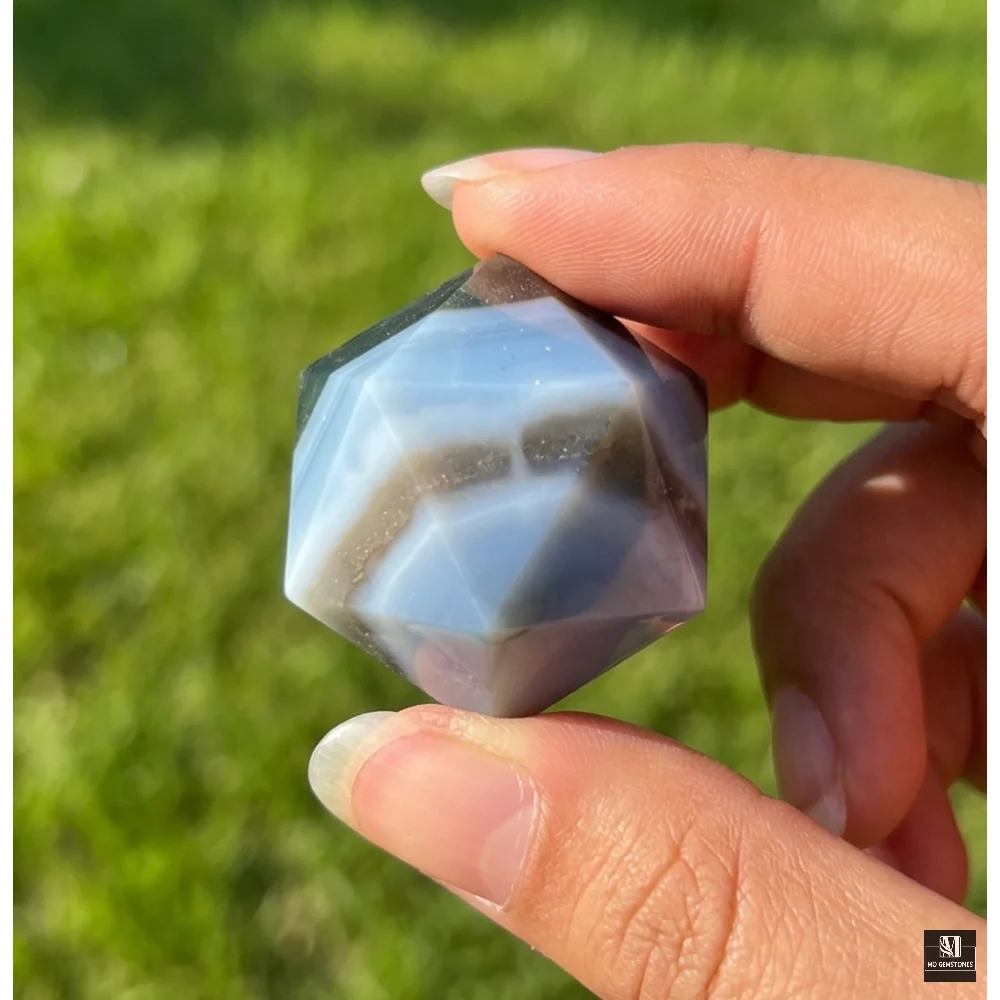 Owyhee Blue Opal Icosahedrons | 20-Sided Geometric Crystal Piece - Image 2