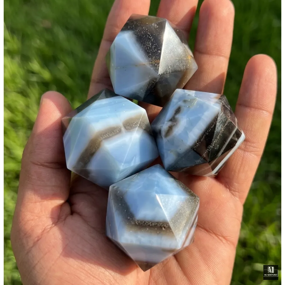 Owyhee Blue Opal Icosahedrons | 20-Sided Geometric Crystal Piece - Image 4