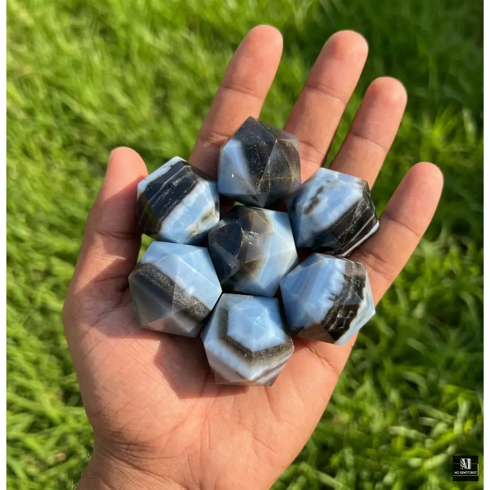 Owyhee Blue Opal Icosahedrons | 20-Sided Geometric Crystal Piece