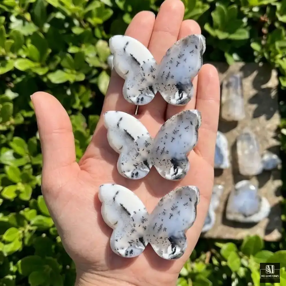 Dendritic Opal 3D Butterflies | Crystal Butterfly Carving - Image 2