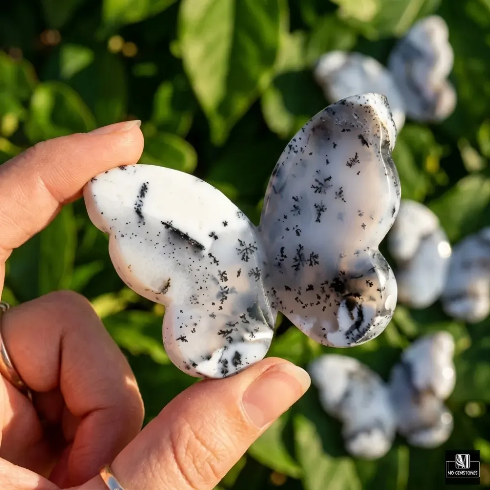 Dendritic Opal 3D Butterfly Crystal Carving