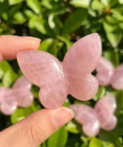 Rose Quartz 3D Crystal Butterfly