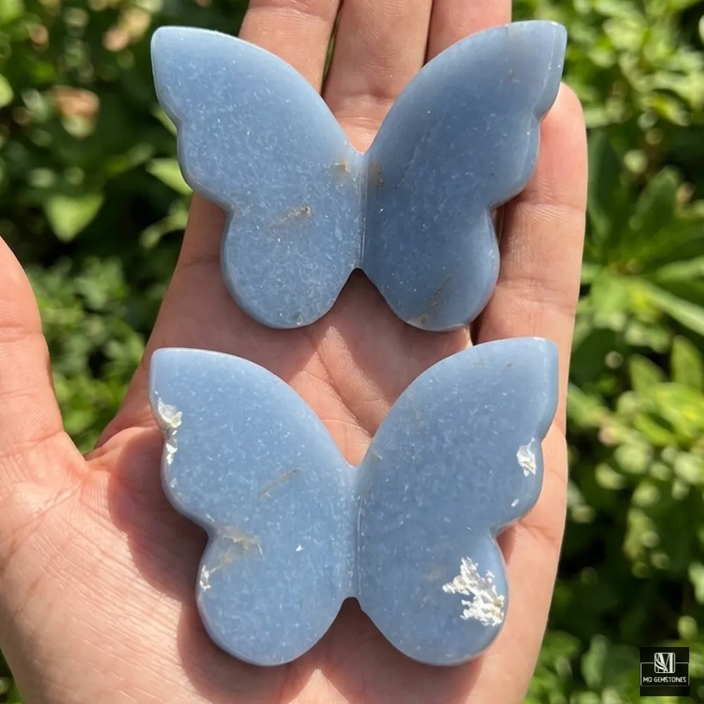 Angelite 3D Crystal Butterfly | Crystal Butterfly Carving - Image 2