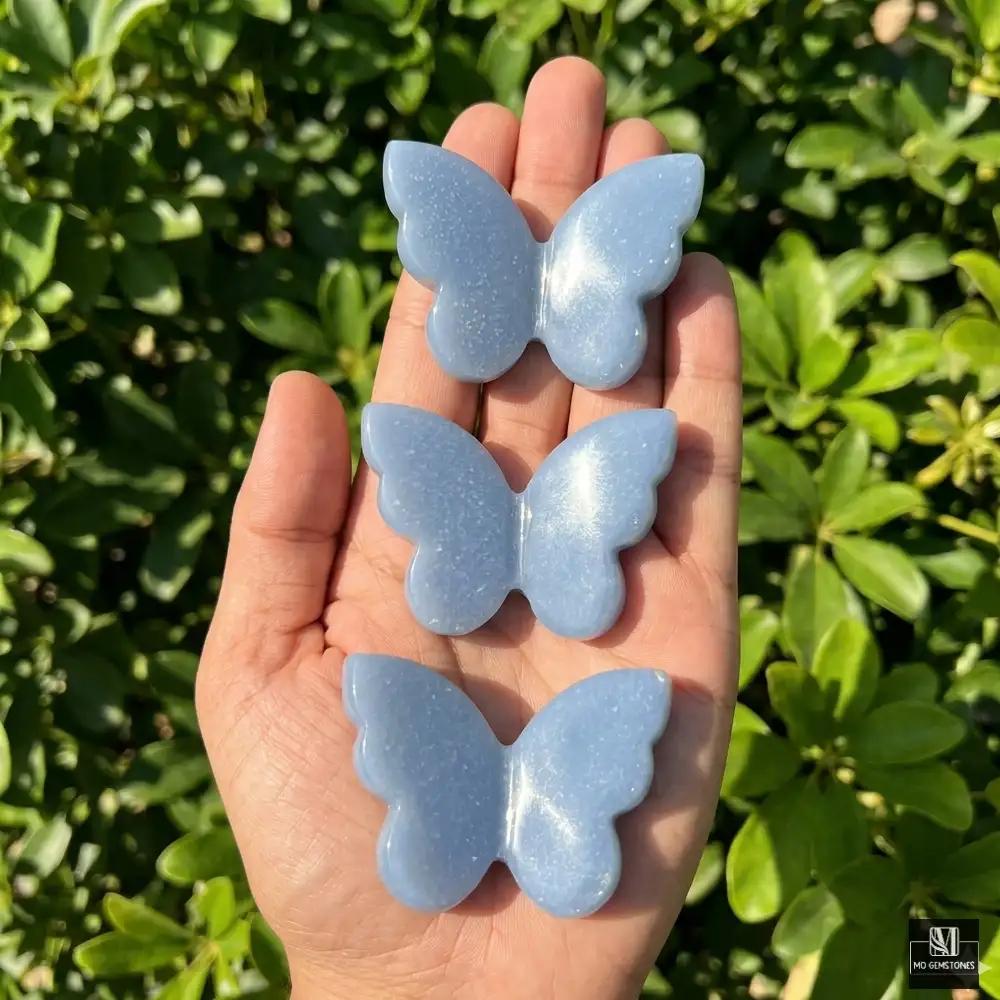 Angelite 3D Crystal Butterfly | Crystal Butterfly Carving - Image 4