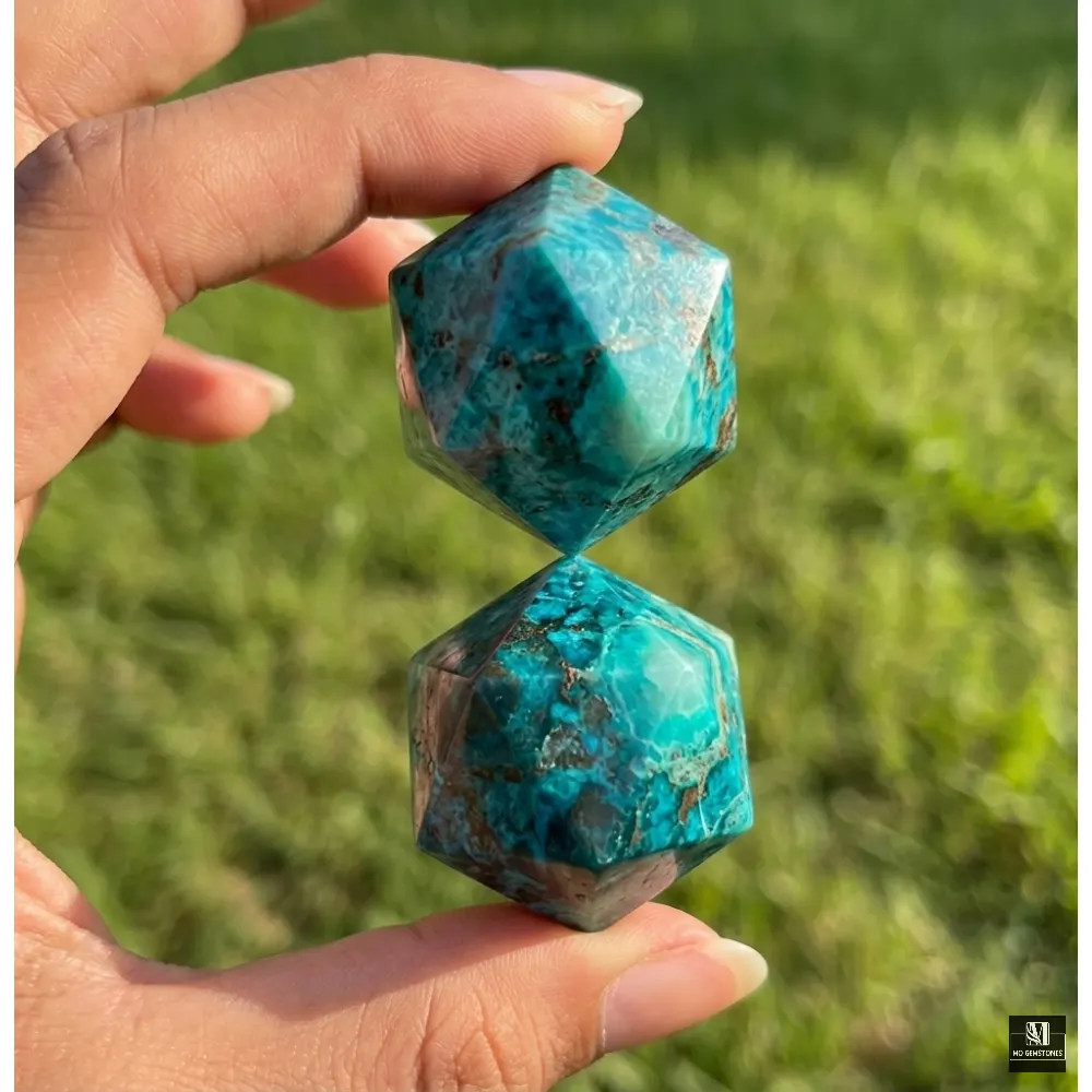 Chrysocolla Icosahedron | 20-Sided Geometric Crystal Piece - Image 5
