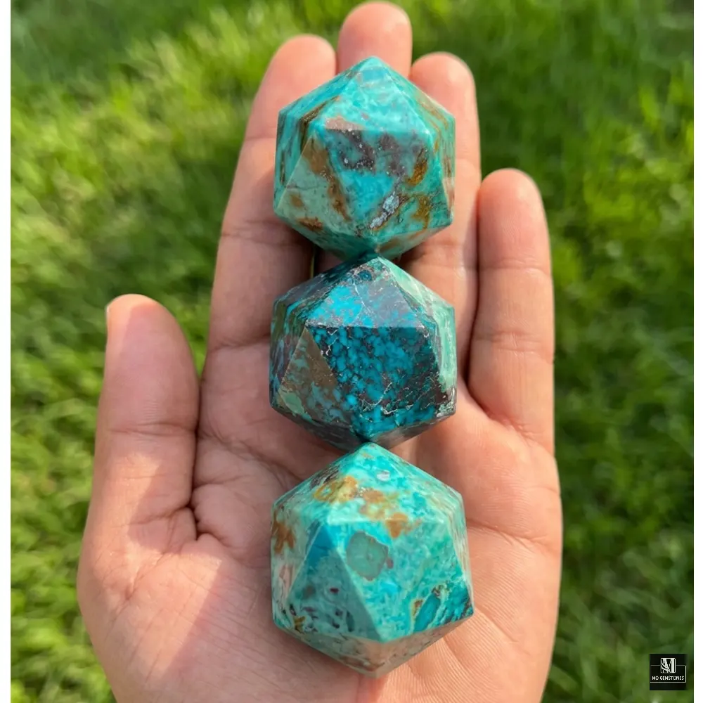 Chrysocolla Icosahedron | 20-Sided Geometric Crystal Piece - Image 6