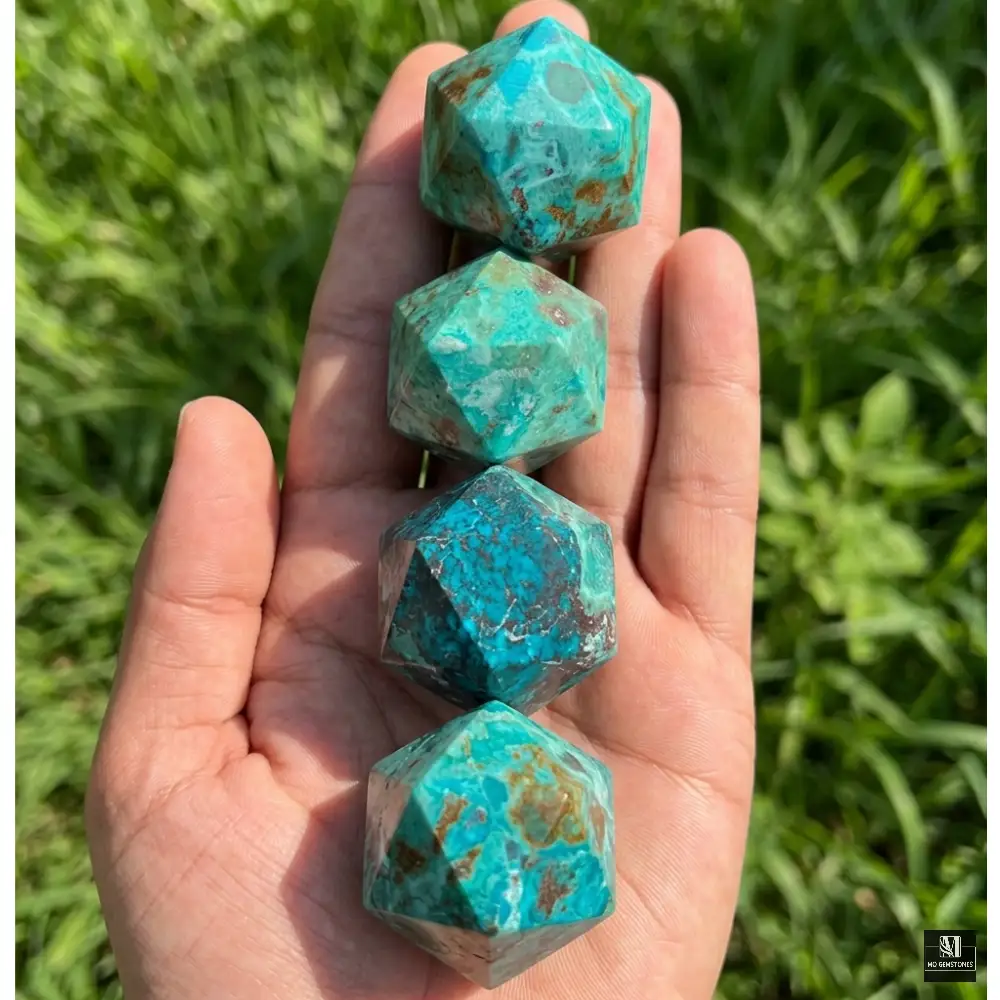 Chrysocolla Icosahedron | 20-Sided Geometric Crystal Piece - Image 3