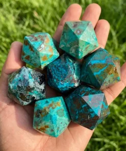 Chrysocolla Icosahedron | 20-Sided Geometric Crystal Piece
