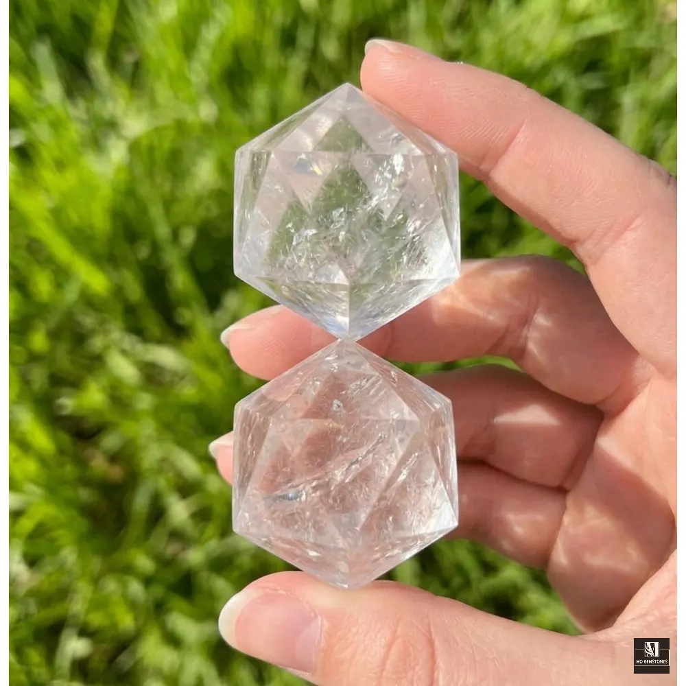 Clear Quartz Icosahedrons | 20-Sided Geometric Crystal Piece - Image 6