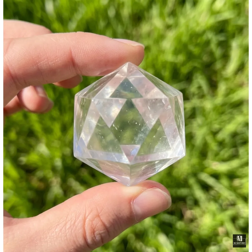 Clear Quartz Icosahedrons | 20-Sided Geometric Crystal Piece - Image 5