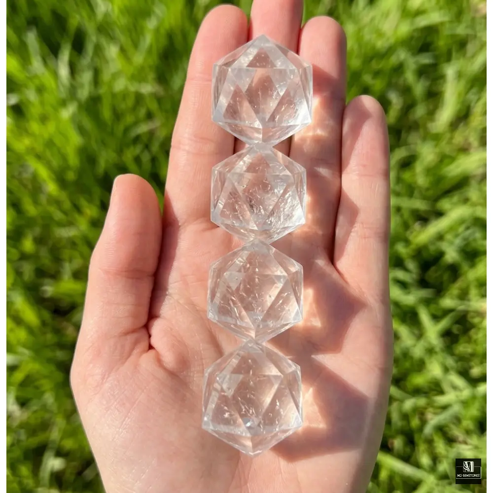 Clear Quartz Icosahedrons | 20-Sided Geometric Crystal Piece - Image 2