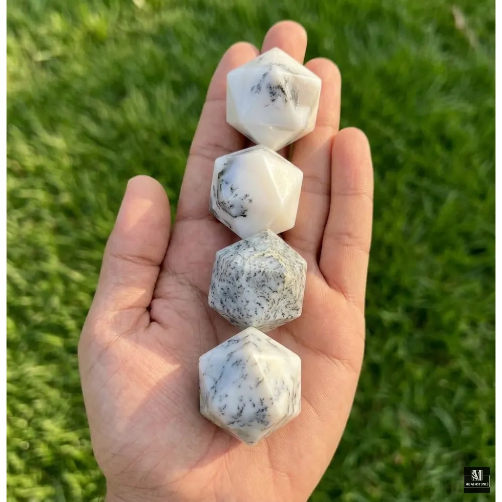 Dendritic Opal Icosahedrons | 20-Sided Geometric Crystal Piece - Image 3