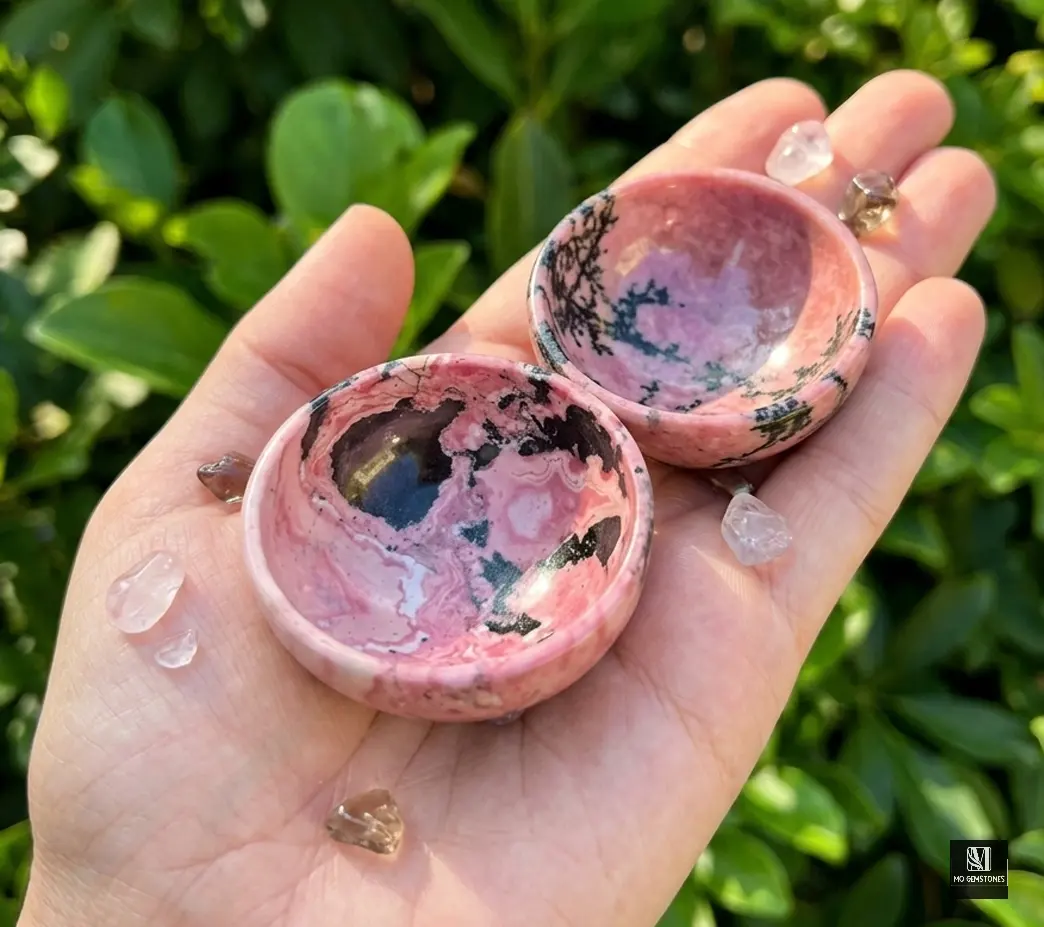 Rhodonite Crystal Bowl | Natural Gemstone Bowl - Image 3