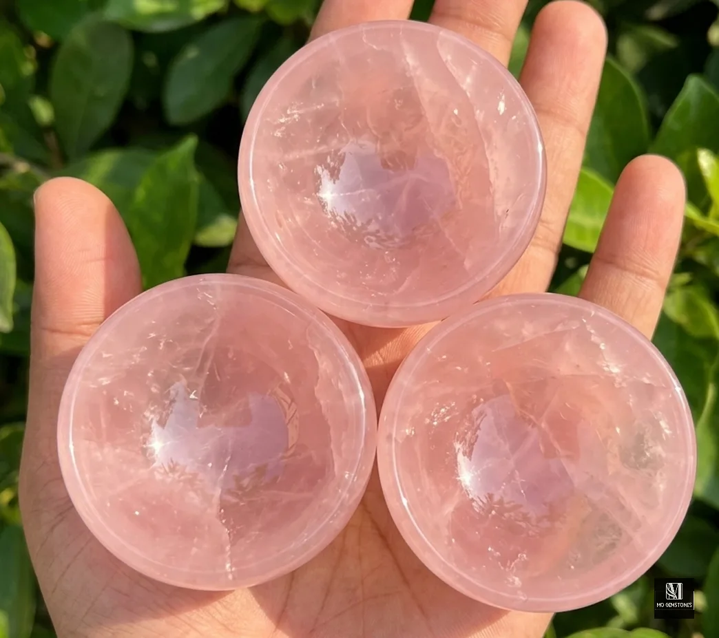 Rose Quartz Crystal Bowl | Natural Gemstone Bowl - Image 4
