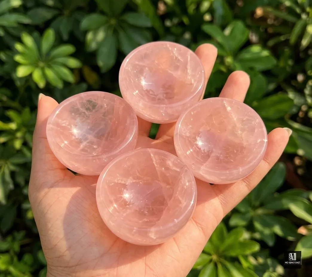 Rose Quartz Crystal Bowl | Natural Gemstone Bowl - Image 3