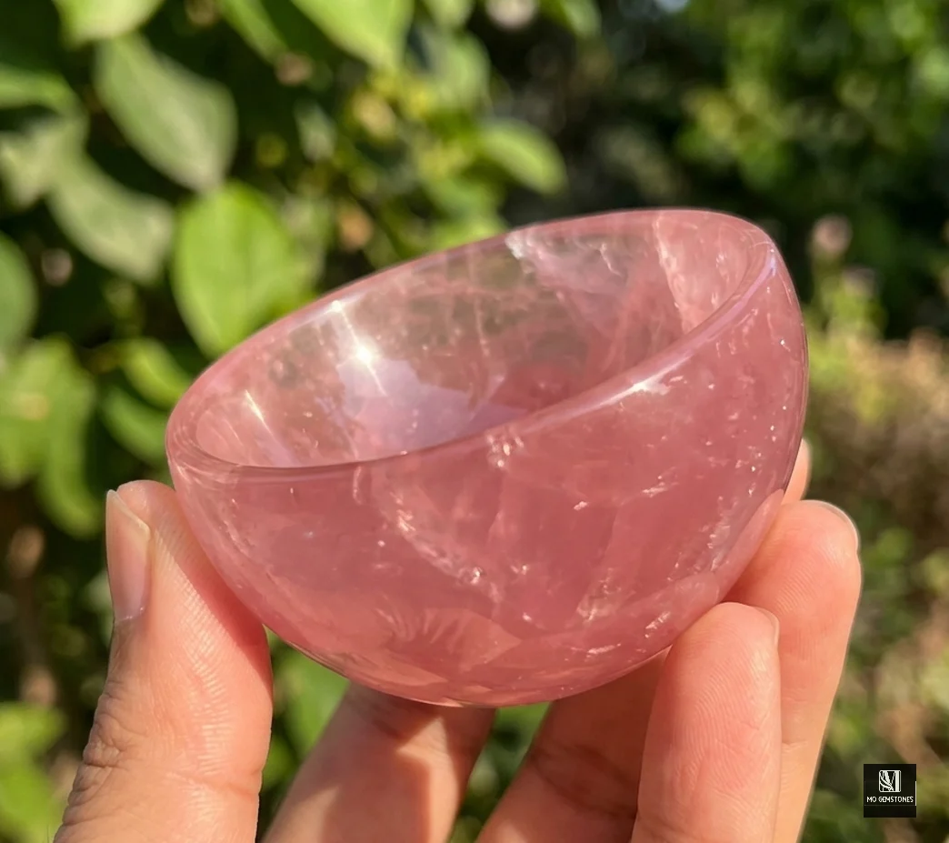 Rose Quartz Crystal Bowl | Natural Gemstone Bowl - Image 2