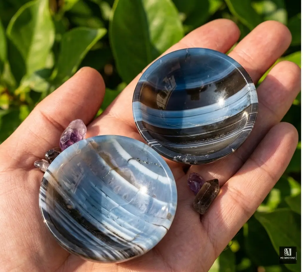 Owyhee Blue Opal Crystal Bowl | Natural Gemstone Bowl - Image 3