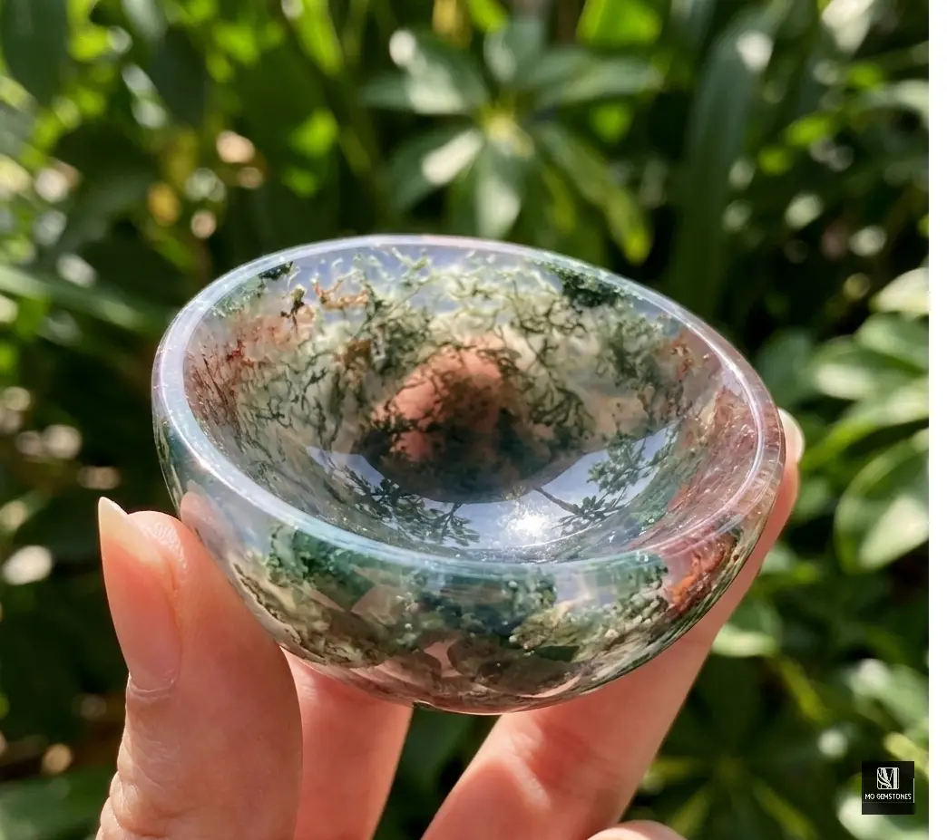 Moss Agate Crystal Bowl | Natural Gemstone Bowl - Image 5