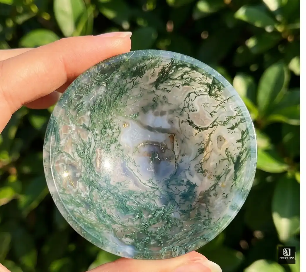 Moss Agate Crystal Bowl | Natural Gemstone Bowl - Image 4