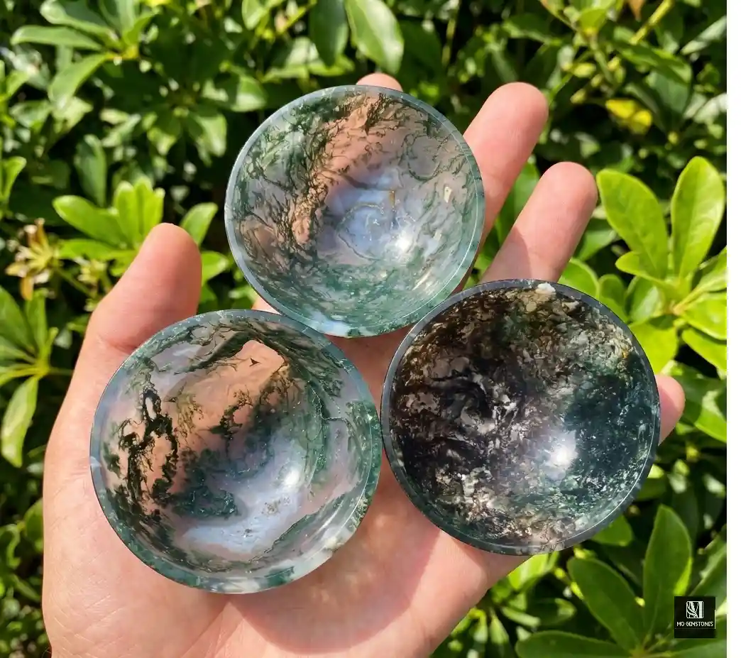 Moss Agate Crystal Bowl | Natural Gemstone Bowl - Image 2