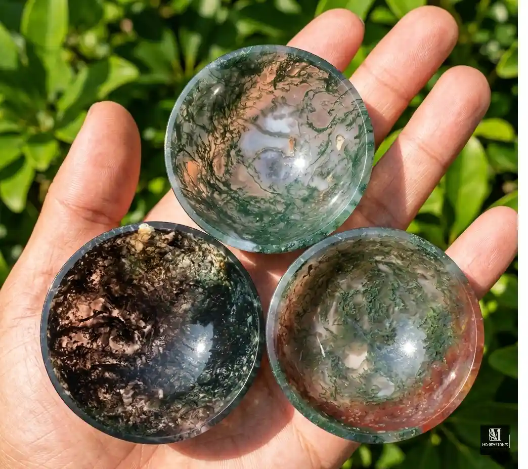Moss Agate Crystal Bowl | Natural Gemstone Bowl - Image 3