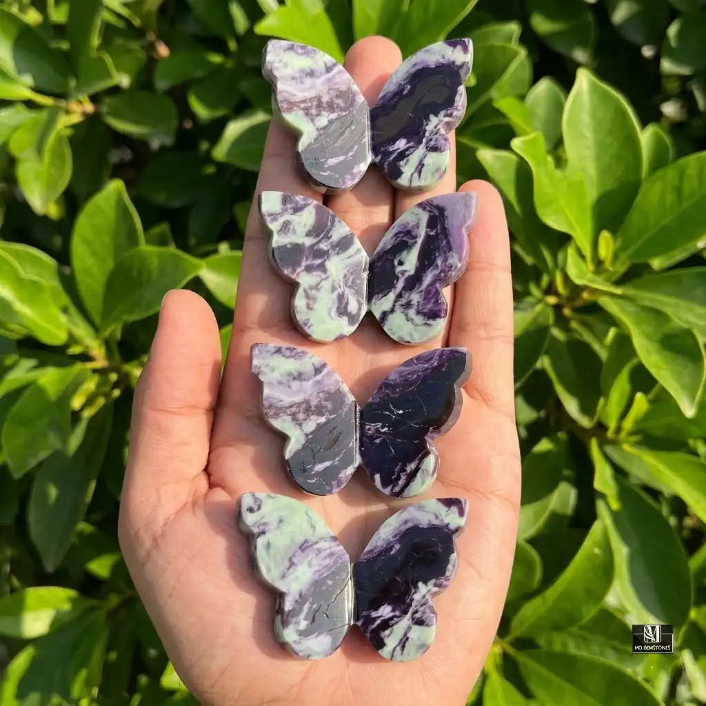 Kammererite with Serpentine 3D Butterflies | Crystal Butterfly Carving - Image 6