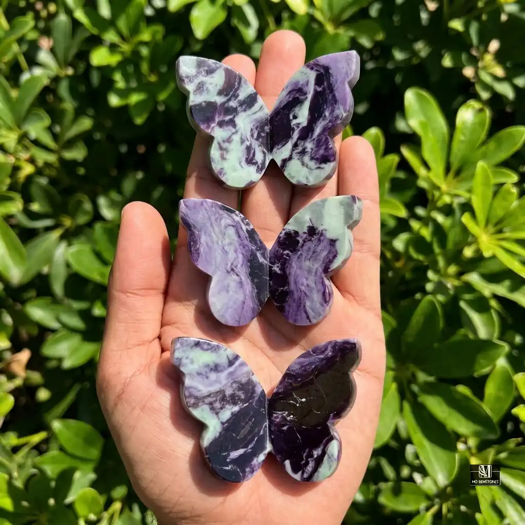 Kammererite with Serpentine 3D Butterflies | Crystal Butterfly Carving - Image 5