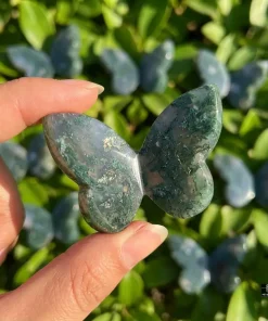 Moss Agate 3D Butterfly Carvings