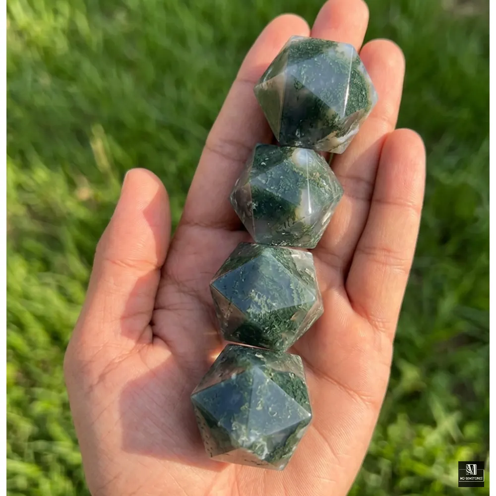 Moss Agate Icosahedrons | 20-Sided Geometric Crystal Piece - Image 5