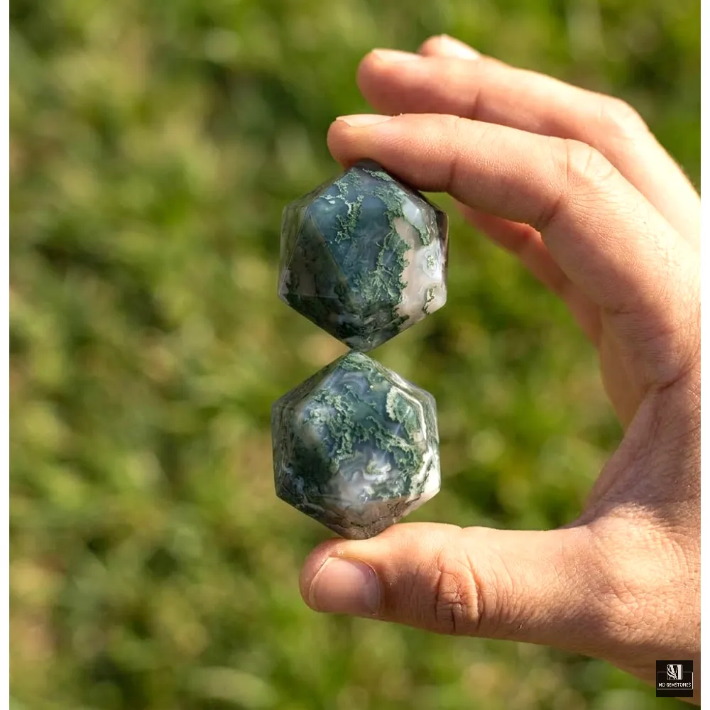 Moss Agate Icosahedrons | 20-Sided Geometric Crystal Piece - Image 3