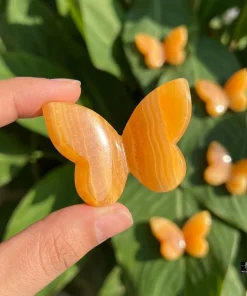 Orange Calcite Butterfly | 3D Crystal Butterfly Carving