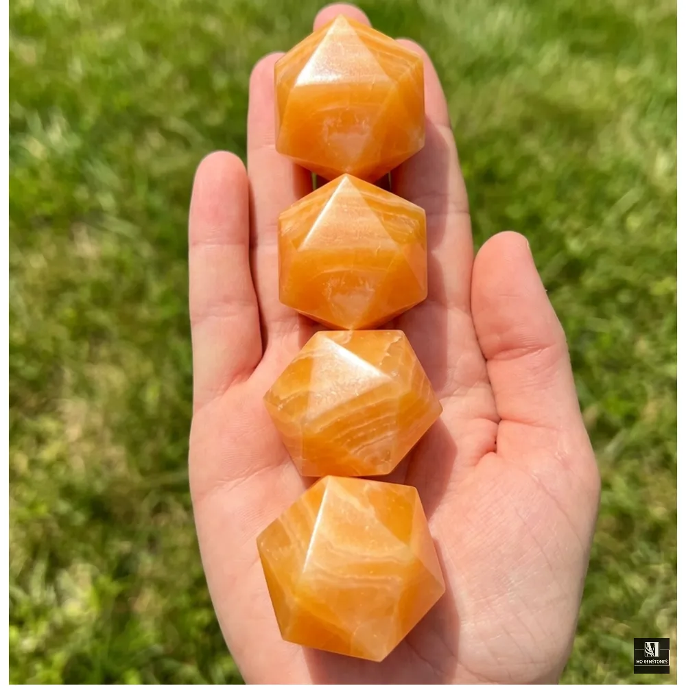 Orange Calcite Icosahedrons | 20-Sided Geometric Crystal Piece - Image 5