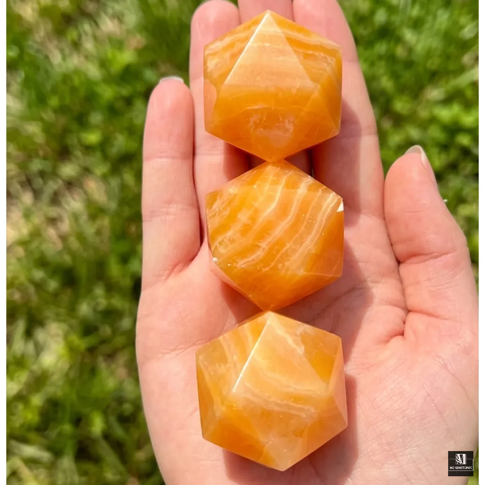 Orange Calcite Icosahedrons | 20-Sided Geometric Crystal Piece - Image 4