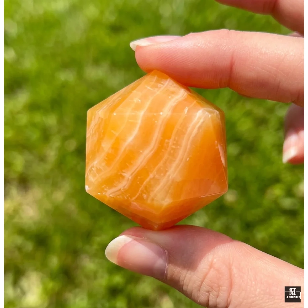 Orange Calcite Icosahedrons | 20-Sided Geometric Crystal Piece - Image 2