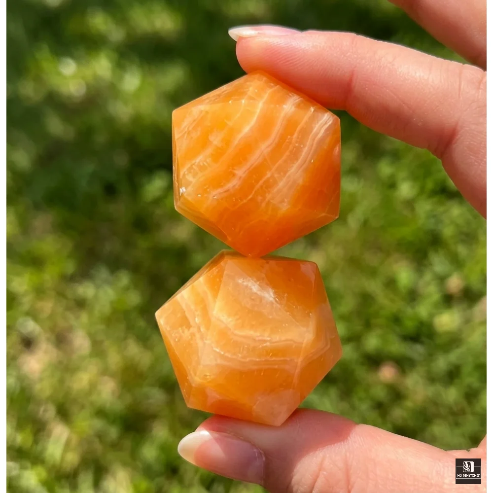 Orange Calcite Icosahedrons | 20-Sided Geometric Crystal Piece - Image 3