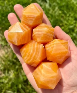 Orange Calcite Icosahedrons | 20-Sided Geometric Crystal Piece