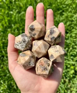 Peach Moonstone Icosahedrons | 20-Sided Geometric Crystal Piece