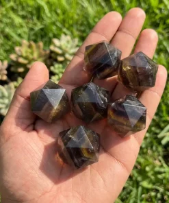 Rainbow Fluorite Icosahedrons | 20-Sided Geometric Crystal Piece