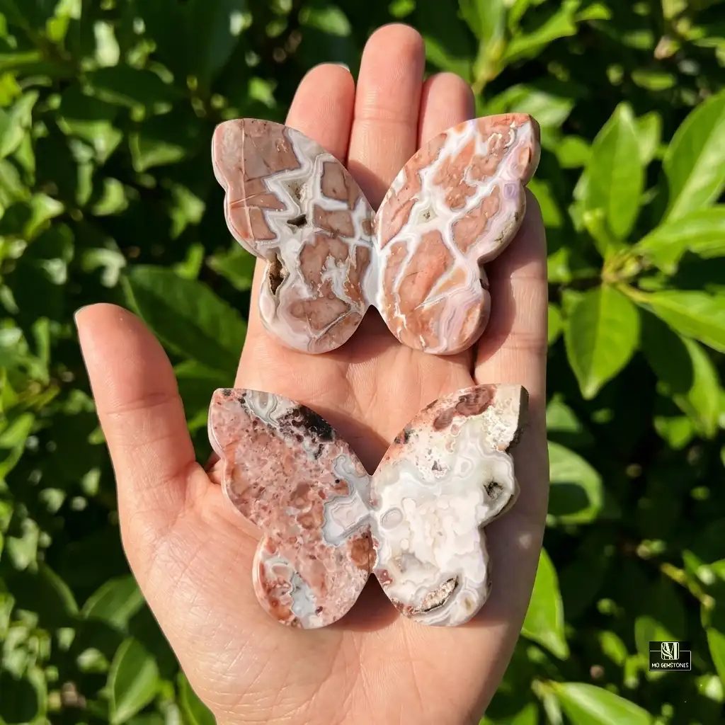 Sangria Lace Agate 3D Butterfly | Crystal Butterfly Carving - Image 6