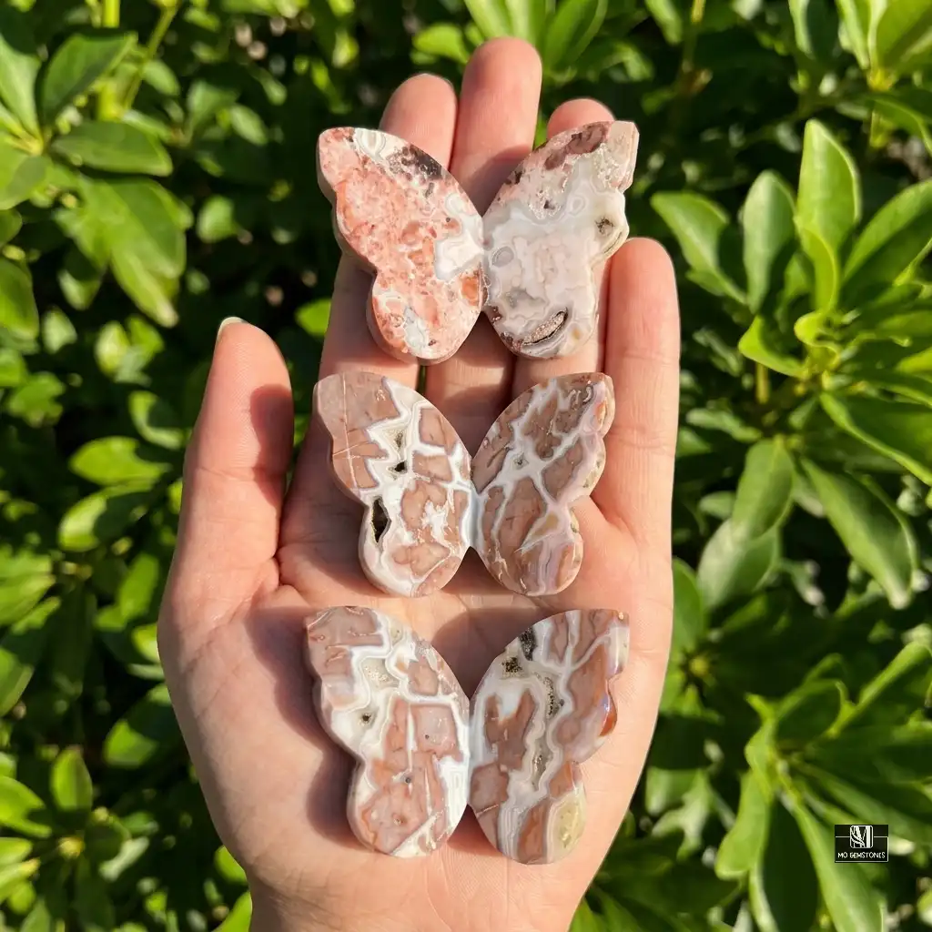 Sangria Lace Agate 3D Butterfly | Crystal Butterfly Carving - Image 5