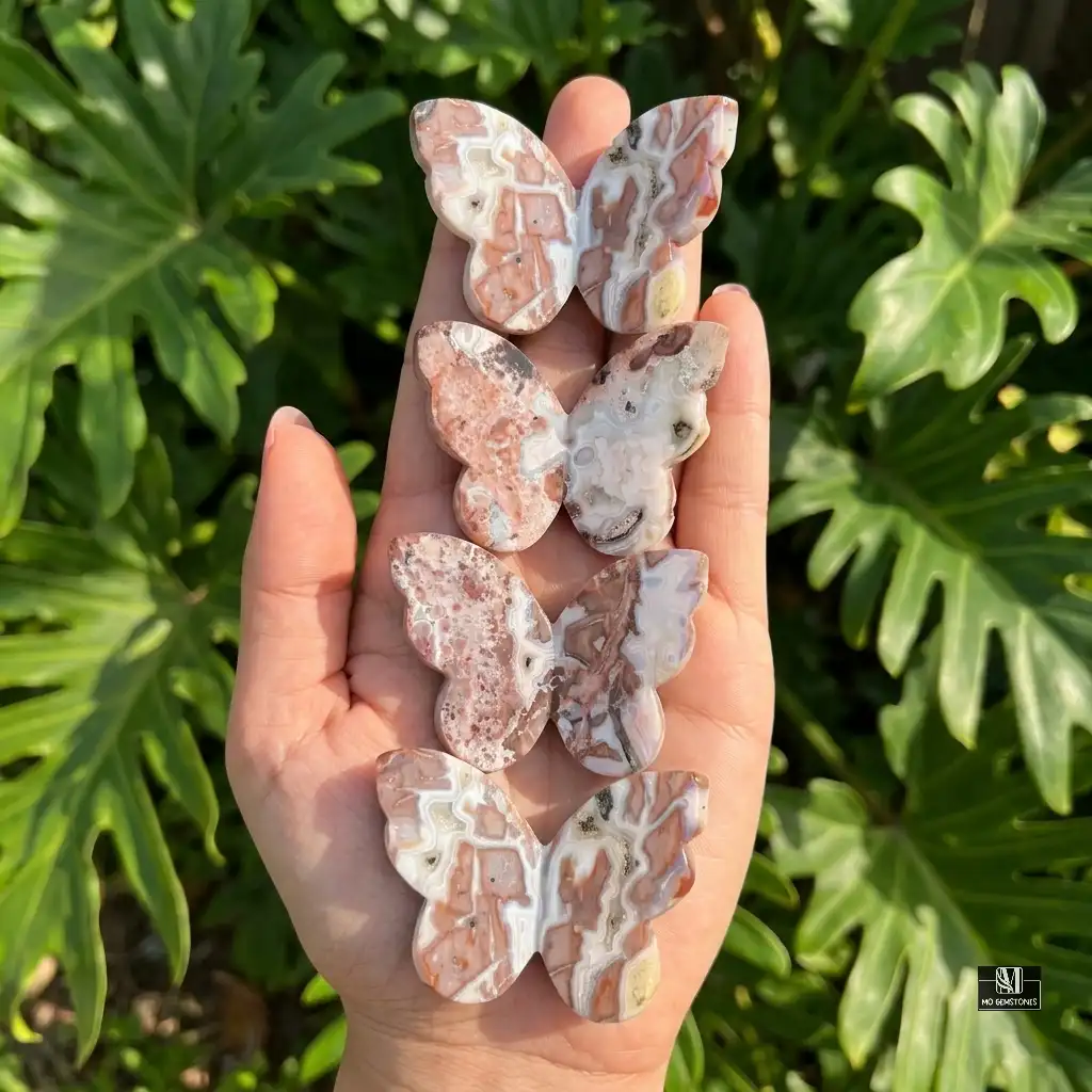Sangria Lace Agate 3D Butterfly | Crystal Butterfly Carving - Image 2