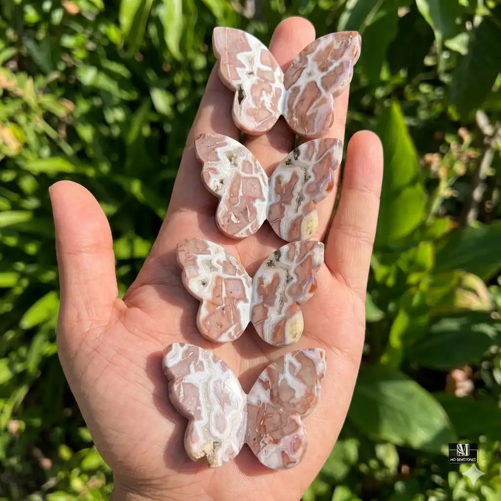 Sangria Lace Agate 3D Butterfly | Crystal Butterfly Carving - Image 3