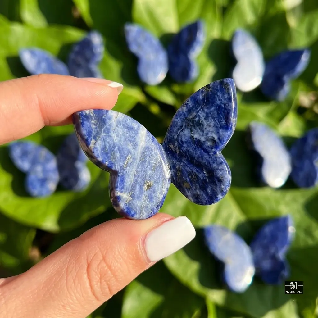 Sodalite 3D Butterfly | Crystal Butterfly Carving