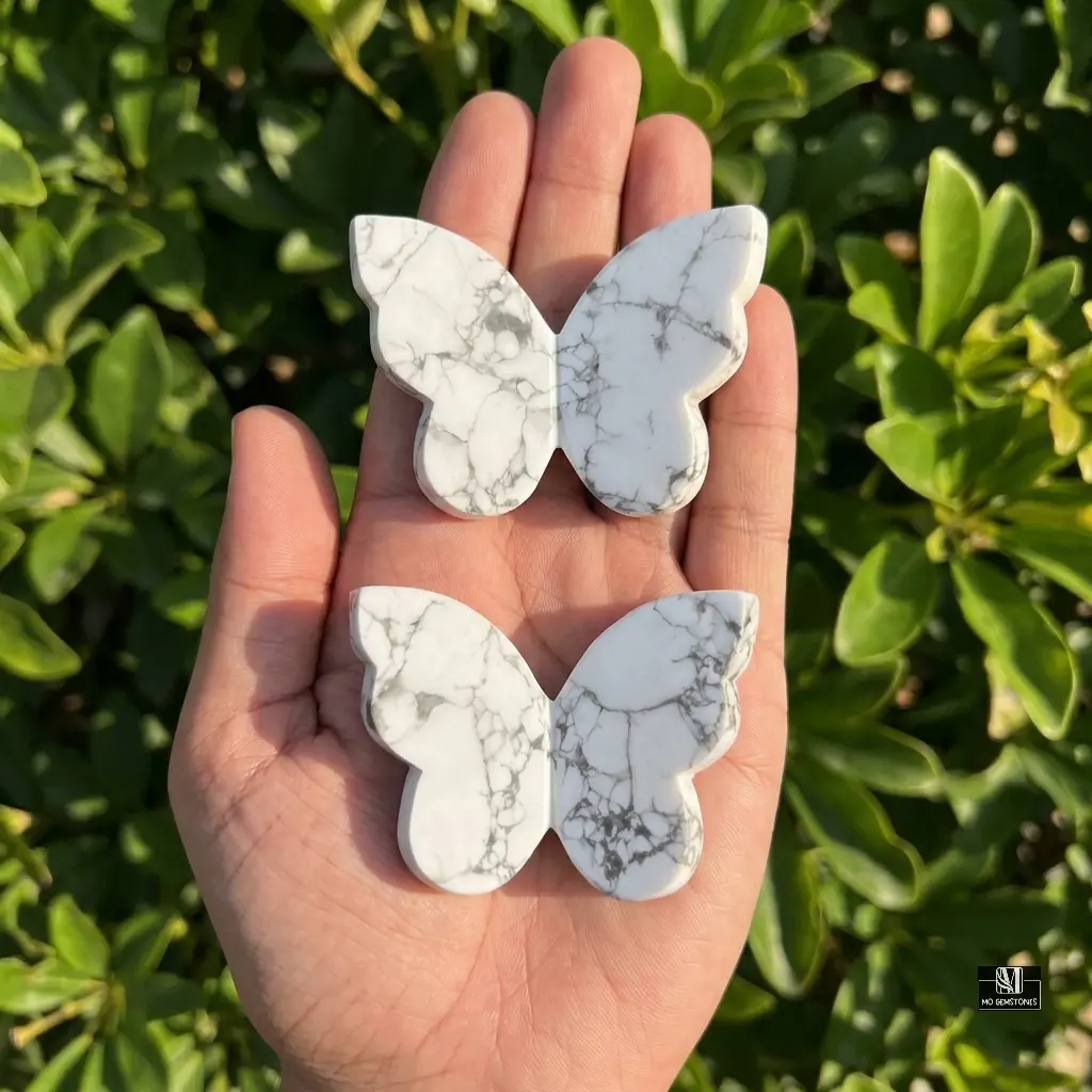 Howlite 3D Butterfly Carvings | Natural Howlite Crystal Butterfly - Image 5