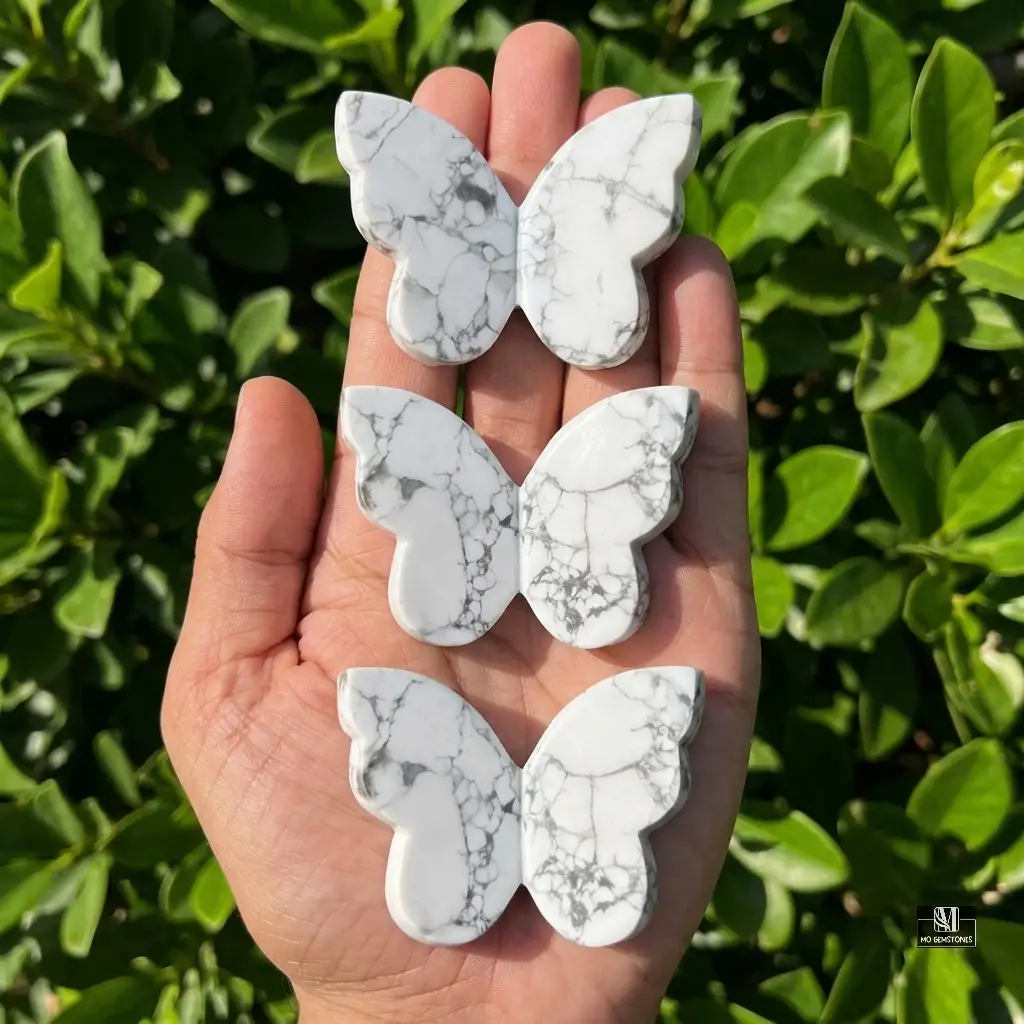 Howlite 3D Butterfly Carvings | Natural Howlite Crystal Butterfly - Image 6