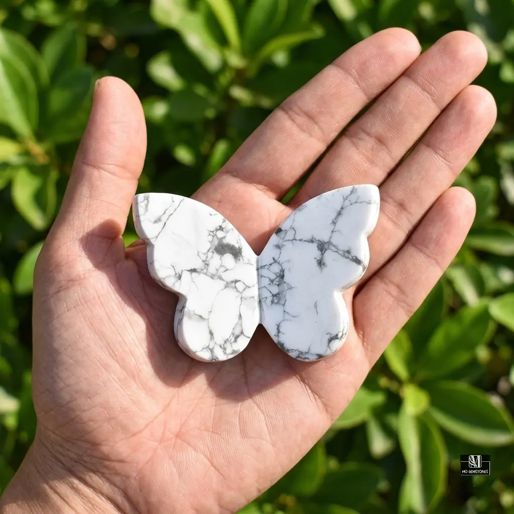 Howlite 3D Butterfly Carvings