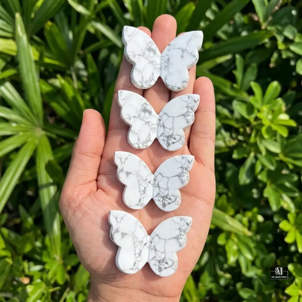 Howlite 3D Butterfly Carvings | Natural Howlite Crystal Butterfly - Image 4