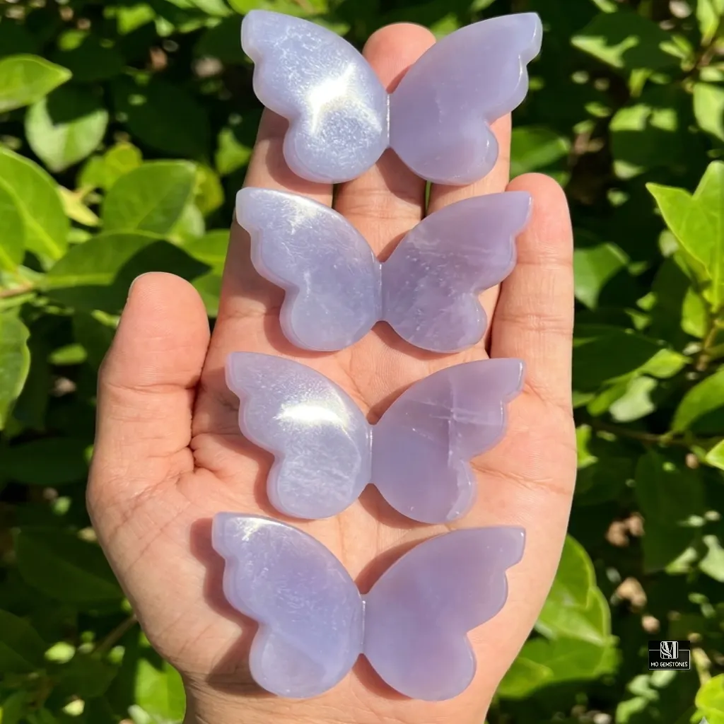 Lavender Fluorite Butterfly Carvings | Natural Crystal Butterfly - Image 2