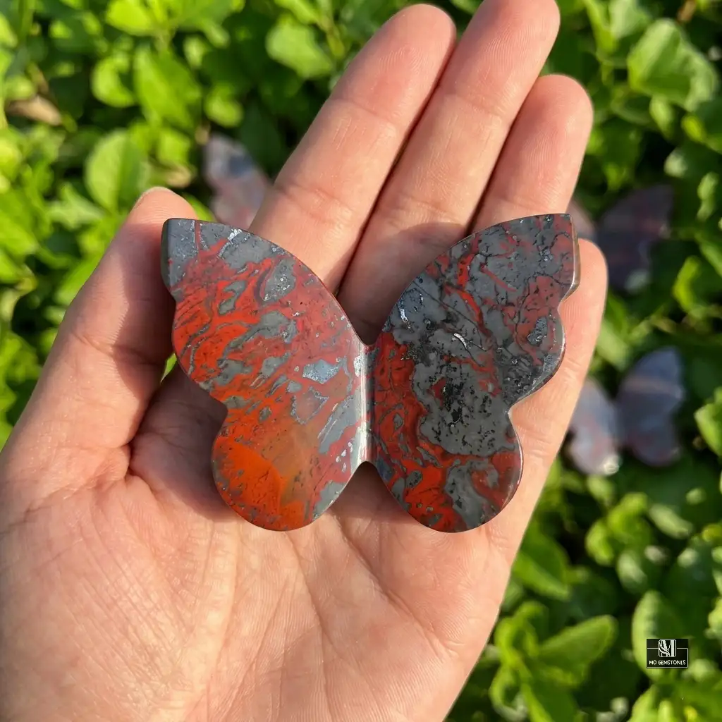 Jaspilite 3D Butterflies | Crystal Butterfly Carving | Hematite with Red Jasper - Image 3